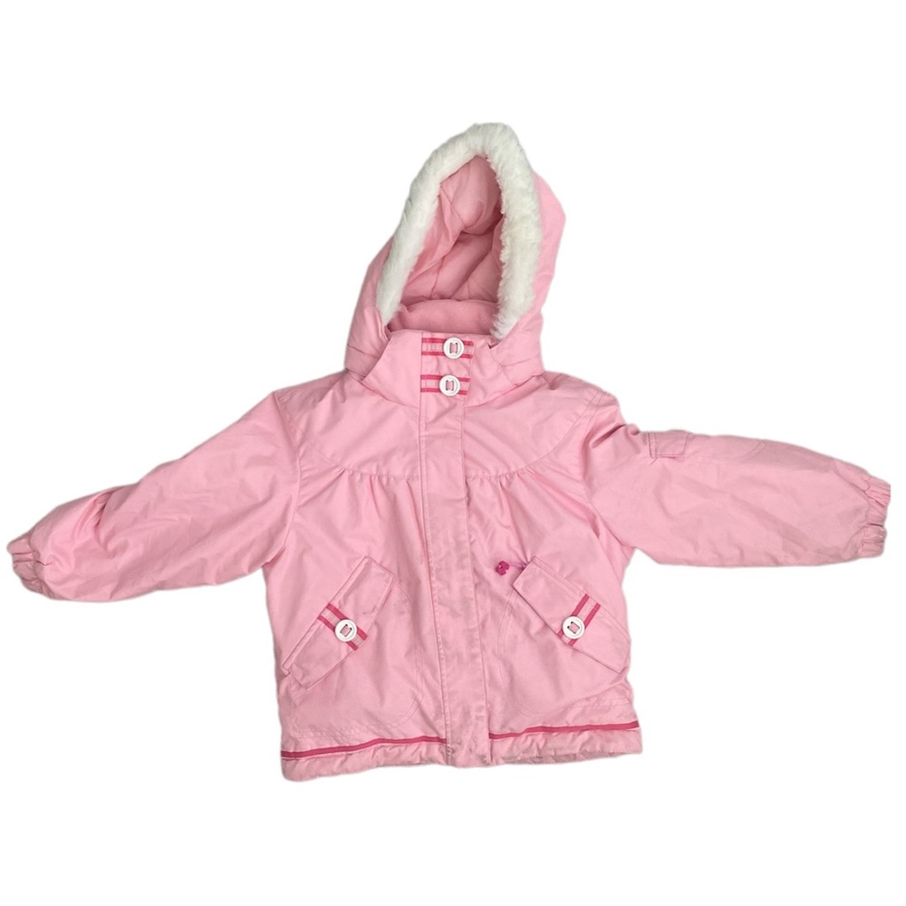 FERA Ski winter snow jacket girl size 4 puffer coat with removable Hoodie pink